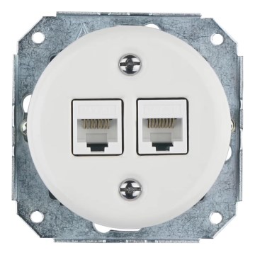 Reblig - Фарфорова ретро Ethernet-розетка без рамки 2x CAT.5E біла