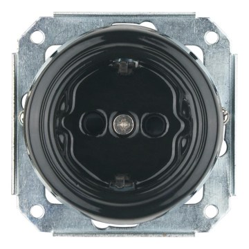 Reblig - Фарфоровая ретро-розетка без рамки SCHUKO 250V/16A чёрная