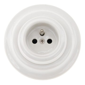 Reblig - Фарфоровая ретро-розетка для дома с рамкой 250V/16A белая