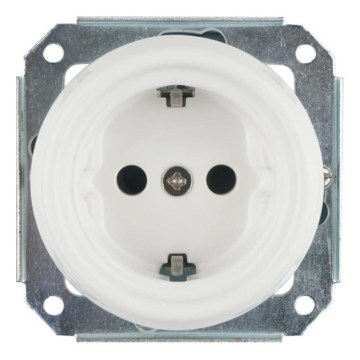Reblig - Порцелянова ретро настінна розетка без рамки SCHUKO 250V/16A біла