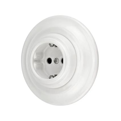 Reblig - Порцелянова ретро-розетка для дому з рамкою SCHUKO 250V/16A, біла