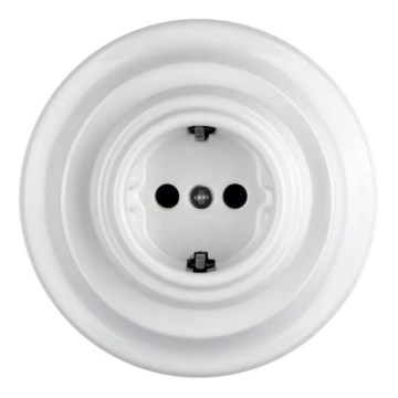 Reblig - Порцелянова ретро-розетка для дому з рамкою SCHUKO 250V/16A, біла