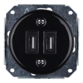 Reblig - Порцелянова ретро USB-зарядна розетка без рамки 2x USB-A чорна