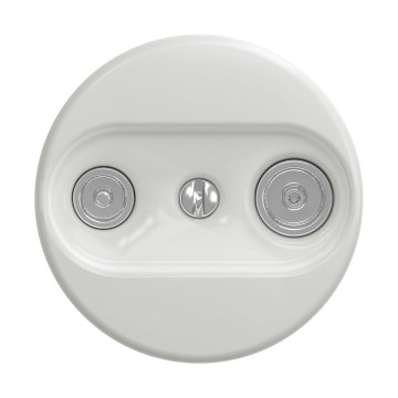 Reblig - Ретро абонентська розетка TV+R (прохідна) без рамки, керамічно-біла
