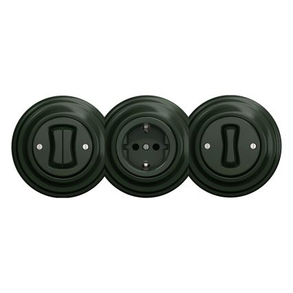 Reblig - Ретро домашня розетка без рамки SCHUKO 230V/16A, зелена
