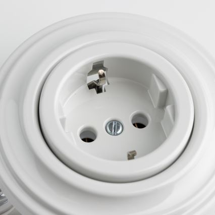 Reblig - ретро-настенная розетка с рамкой SCHUKO 230V/16A керамическая белая