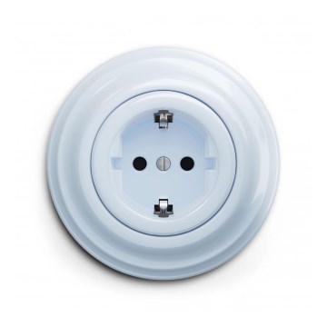 Reblig - Ретро побутова розетка з рамкою SCHUKO 230V/16A синя