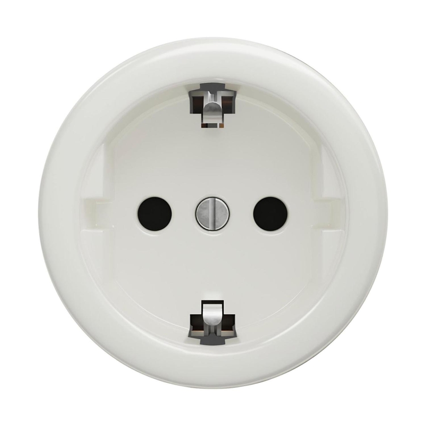 Reblig - ретро-розетка для дома без рамки SCHUKO, 230 В/16 А, керамическая, белая