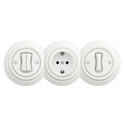 Reblig - ретро-розетка для дома без рамки SCHUKO, 230 В/16 А, керамическая, белая
