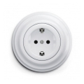 Reblig - Ретро-розетка для дома с рамкой SCHUKO 230V/16A снежно-белая