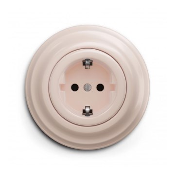 Reblig - Ретро-розетка для дома с рамкой SCHUKO 230V/16A старо-розовая