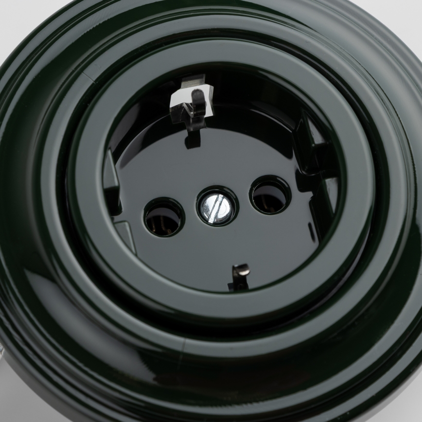 Reblig - Ретро-розетка для дома с рамкой SCHUKO 230V/16A зелёная