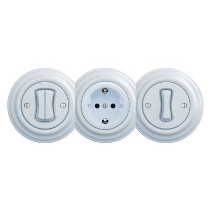 Reblig - Ретро-розетка для дому без рамки SCHUKO 230V/16A синя