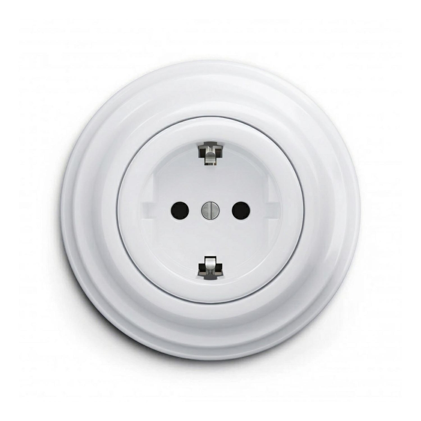 Reblig - ретро розетка для дому з рамкою SCHUKO 230V/16A сніжно-біла