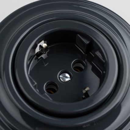 Reblig - Ретро розетка для дому зі рамкою SCHUKO 230V/16A антрацит