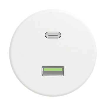 Reblig - Retro USB-розетка A+C без рамки сніжно-біла