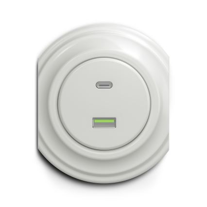Reblig - Retro USB розетка A+C без рамки керамічна біла
