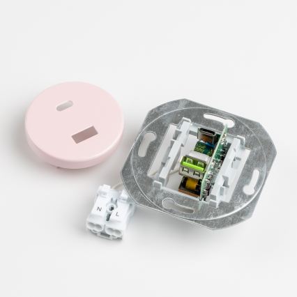 Reblig - Ретро USB-розетка A+C с рамкой, пудрово-розовая
