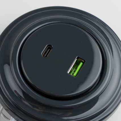 Reblig - ретро USB-розетка A+C в рамке антрацит