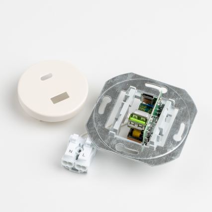 Reblig - ретро USB-розетка A+C з рамкою, бежева