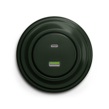 Reblig - Ретро USB-розетка A+C з рамкою, зелена