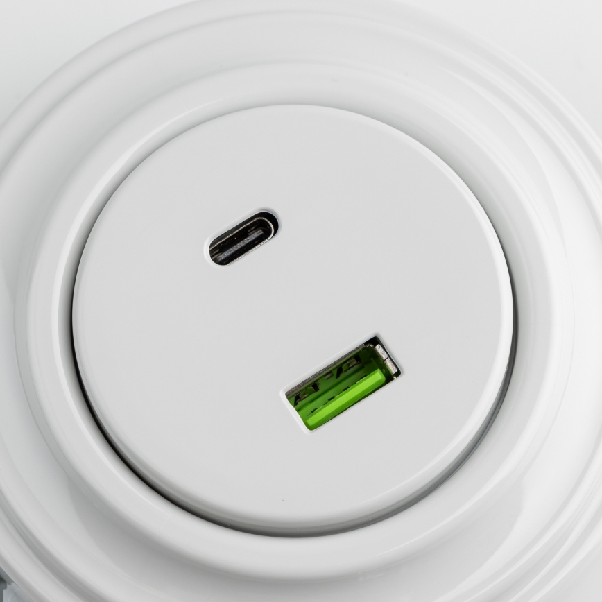 Reblig - Ретро USB-розетка A+C з керамічною рамкою, біла