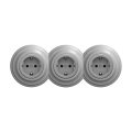 Reblig - Тройная ретро-розетка для дома с рамкой SCHUKO 230V серая