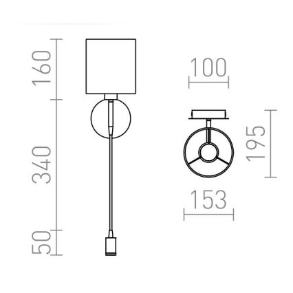 RED - Design Rendl - R10580 - Настінна LED лампа/бра VERSA 1xE27/42W/230V + LED/3W