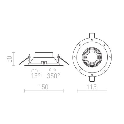 RED - Design Rendl - R12046 - Вбудований стельовий світильник IPSO 1xGU10/50W/230V