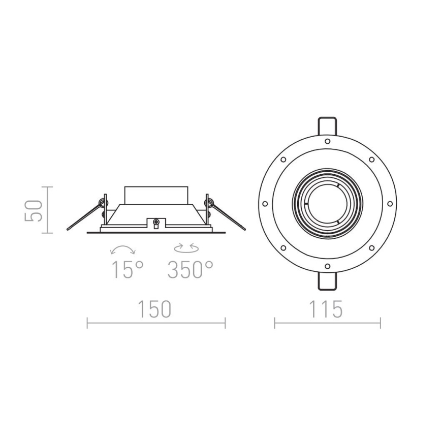 RED - Design Rendl - R12046 - Вбудований стельовий світильник IPSO 1xGU10/50W/230V