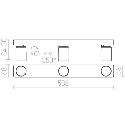 RED - Design Rendl - R12078 - Точковий світильник DUGME 3xGU10/35W/230V