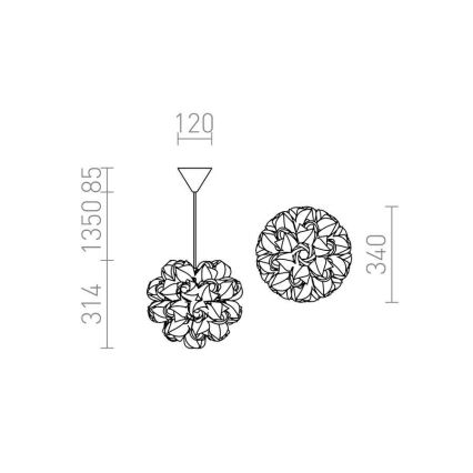 RED - Design Rendl - R12384 - Підвісна люстра COCO 1xE27/28W/230V