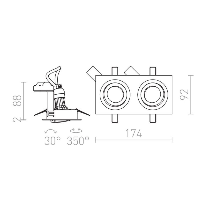 RED - Design Rendl - R12713- Встроенный светильник PASADENA 2xGU10/50W/230V