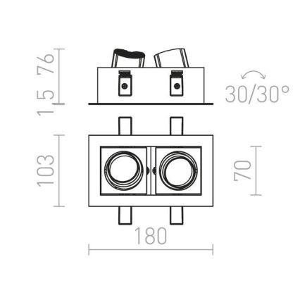 RED - Design Rendl - R12857 - Светодиодный встроенный светильник BONDY 2xLED/7W/230V