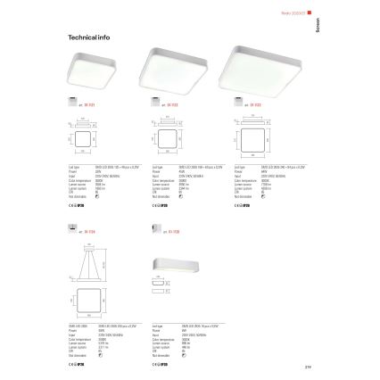 Redo 01-1124 - Светодиодная подвесная люстра SCREEN LED/48W/230V 3000K