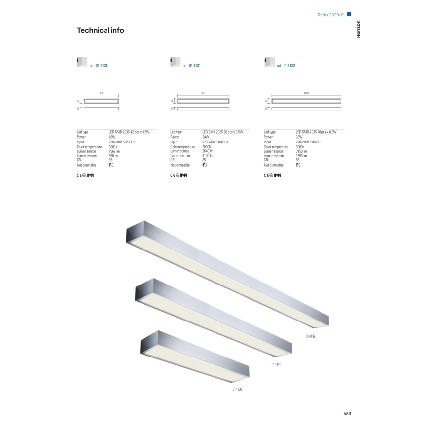 Redo 01-1132 - LED Підсвітка для дзеркала для ванної HORIZON LED/30W/230V 120 см IP44