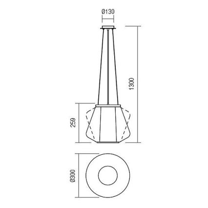 Redo 01-1139 - Подвесной светильник на тросе FUSION 1xE27/42W/230V Ø 30 см, полированный хром/дымчатый