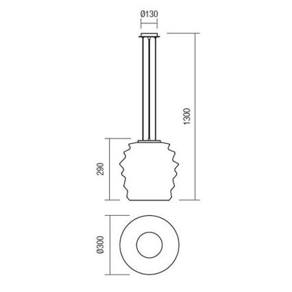 Redo 01-1141 - Люстра на тросе MAGMA 1xE27/42W/230V Ø 30 см глянцевый хром/белый