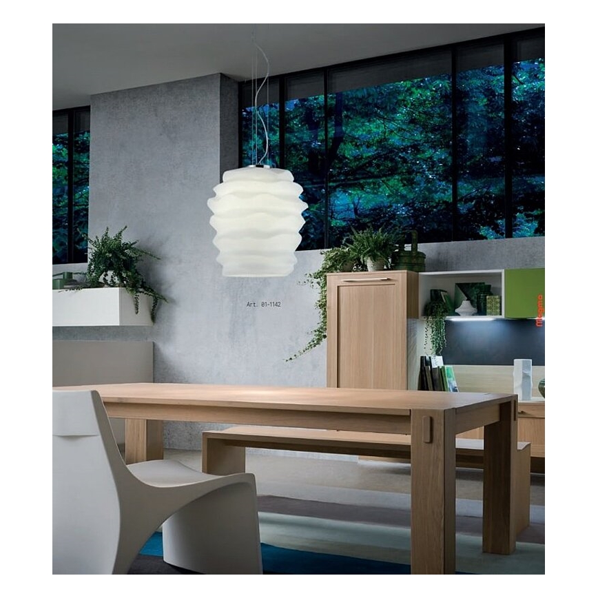 Redo 01-1141 - Підвісний світильник на тросі MAGMA 1xE27/42W/230V Ø 30 см блискучий хром/білий