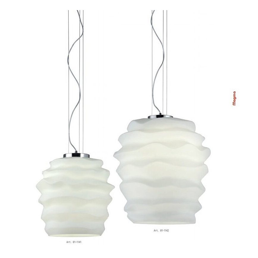 Redo 01-1142 - Подвесная люстра на тросе MAGMA 1xE27/42W/230V, диаметр 38 см, глянцевый хром/белый