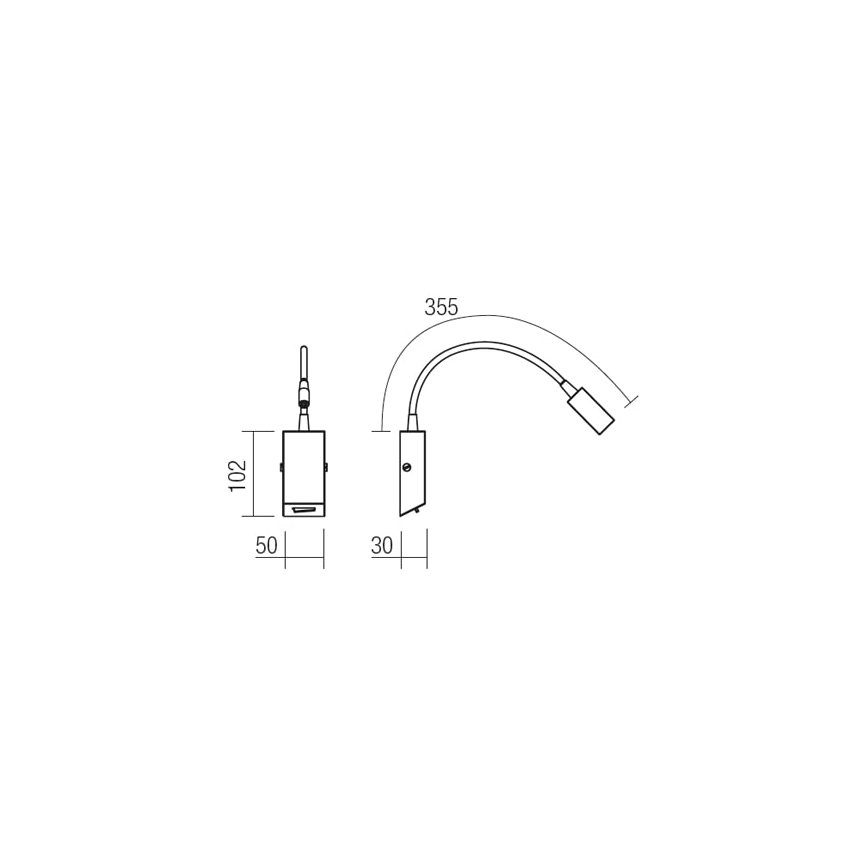 Redo 01-1194 - LED Гнучка лампа HELLO LED/3W/230V чорний