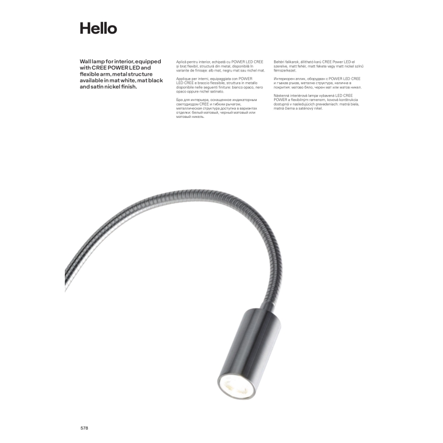 Redo 01-1195 - LED Гнучка лампа HELLO LED/3W/230V матовий хром