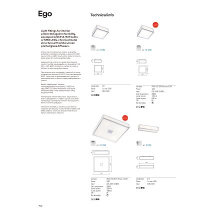 Redo 01-1236 - стельовий світильник для ванної кімнати EGO LED/12W/230V IP44 глянцевий хром