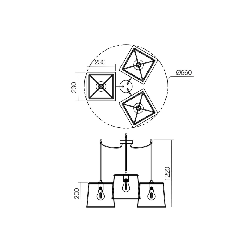 Redo 01-1265 - Подвесная люстра SKETCH 3xE27/42W/230V паук