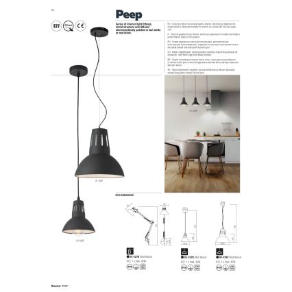 Redo 01-1282 - підвісна люстра PEEP на шнурі 1xE27/42W/230V, діаметр 34,5 см, біла