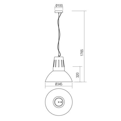 Redo 01-1282 - підвісна люстра PEEP на шнурі 1xE27/42W/230V, діаметр 34,5 см, біла
