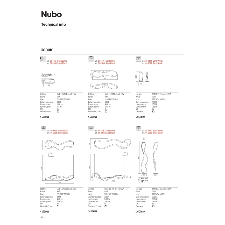 Redo 01-1414 - Светодиодный потолочный светильник с регулированием яркости NUBO LED/40W/230V белый