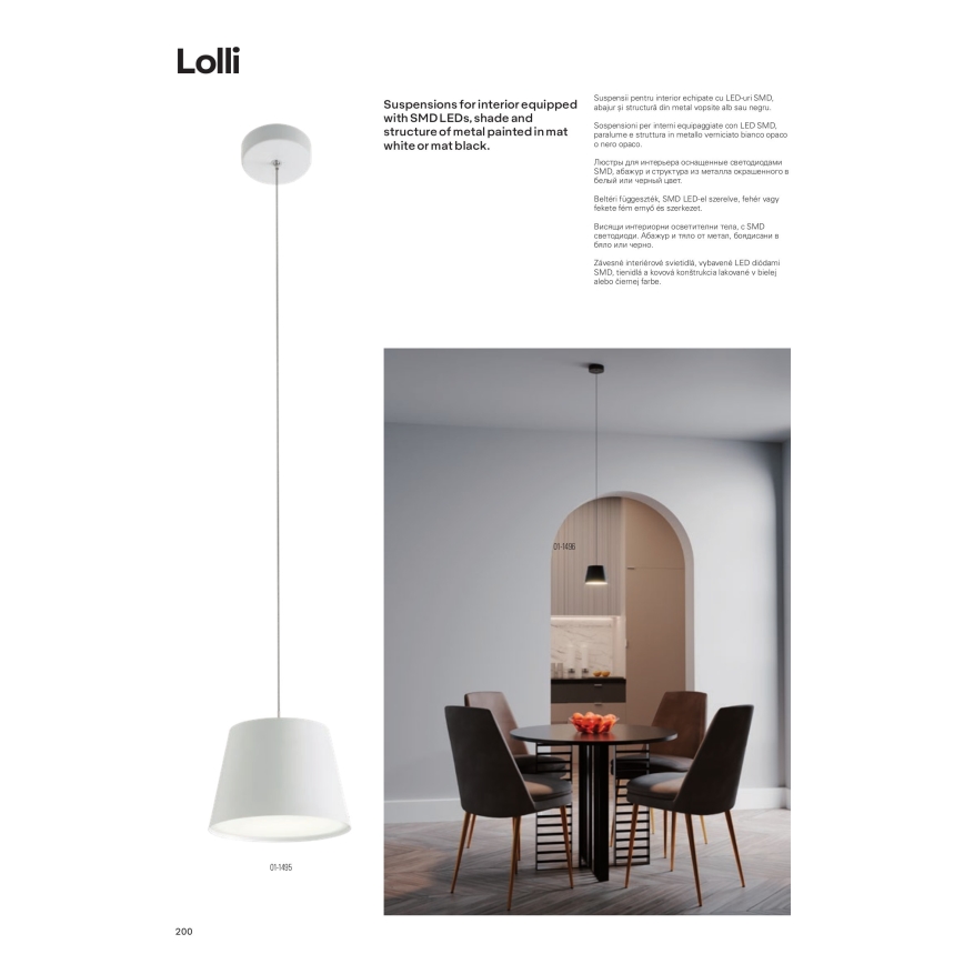 Redo 01-1495 - Подвесной светильник на тросе LOLLI LED/6W/230V Ø 14 см белый