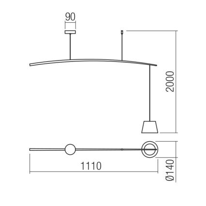 Redo 01-1498 - Світлодіодна підвісна люстра LOLLI LED/6W/230V чорний