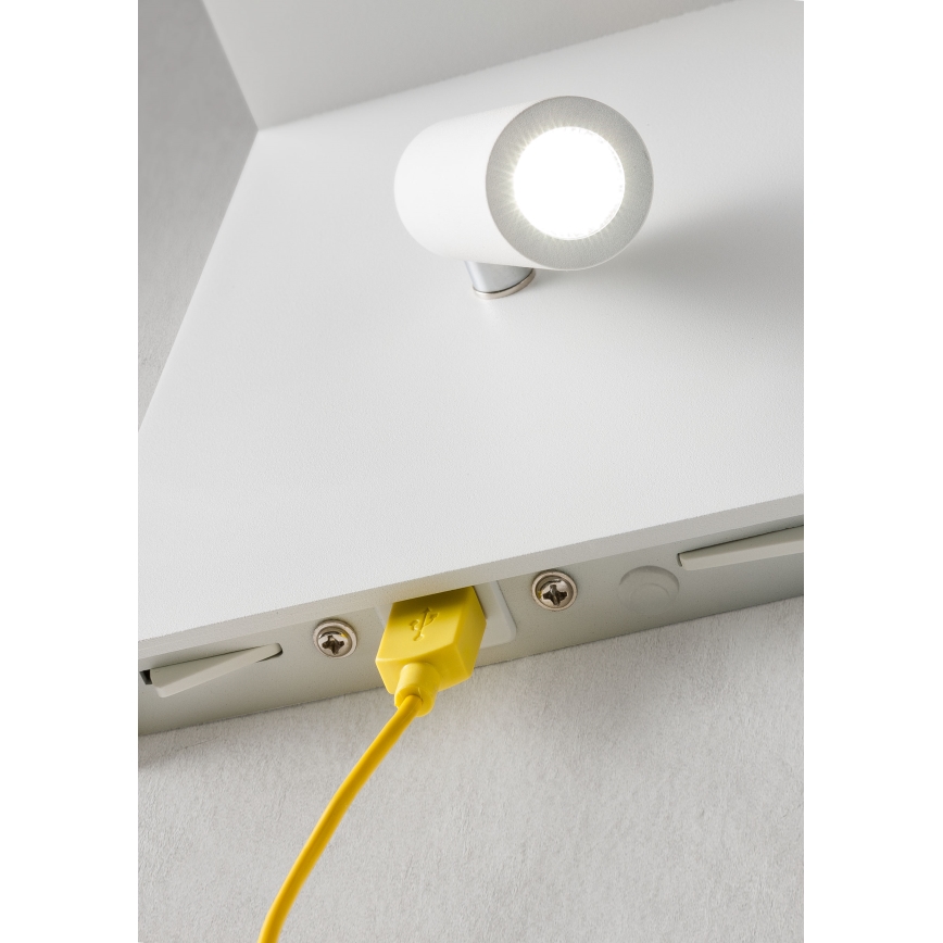 Redo 01-1499 - Светодиодный настенный точечный светильник AGOS LED/6W/230V + LED/3,2W USB белый